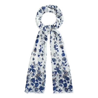 Navy cascading floral print scarf